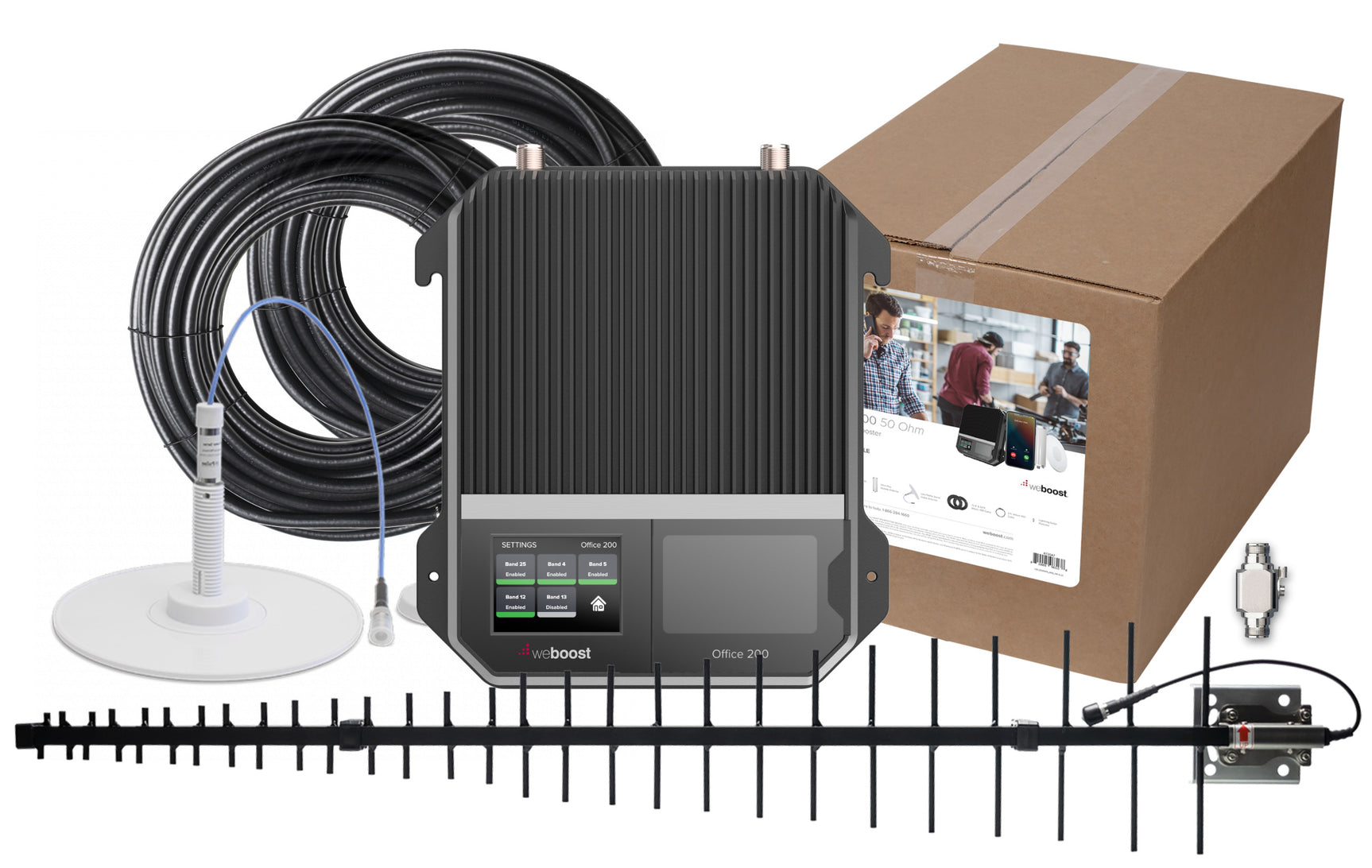 weBoost Office 200 Signal Booster (472047) - LPDA Outside Antenna with 1 Inside Low-Profile Dome Antenna