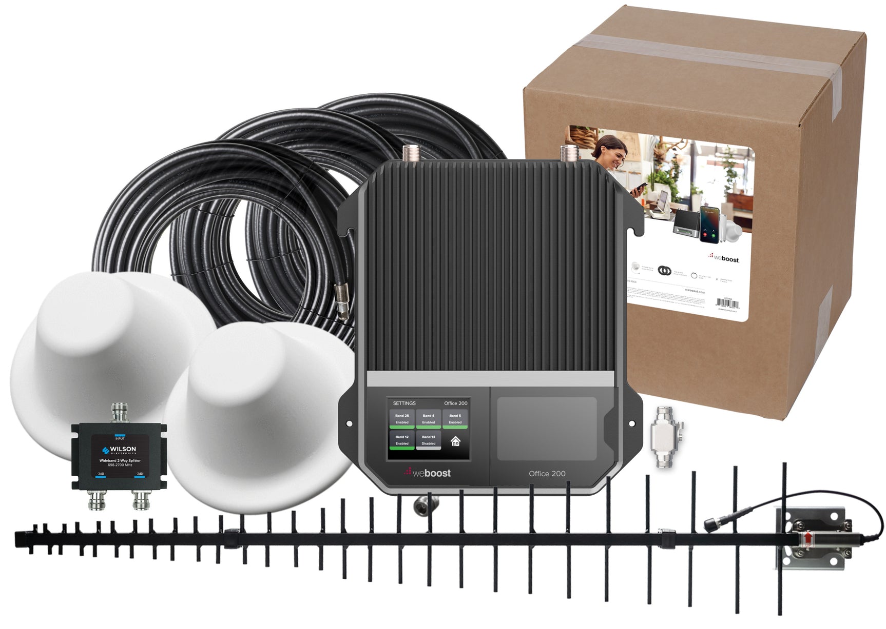 weBoost Office 200 Signal Booster (472047) - LPDA Outside Antenna with 2 Inside Dome Antennas