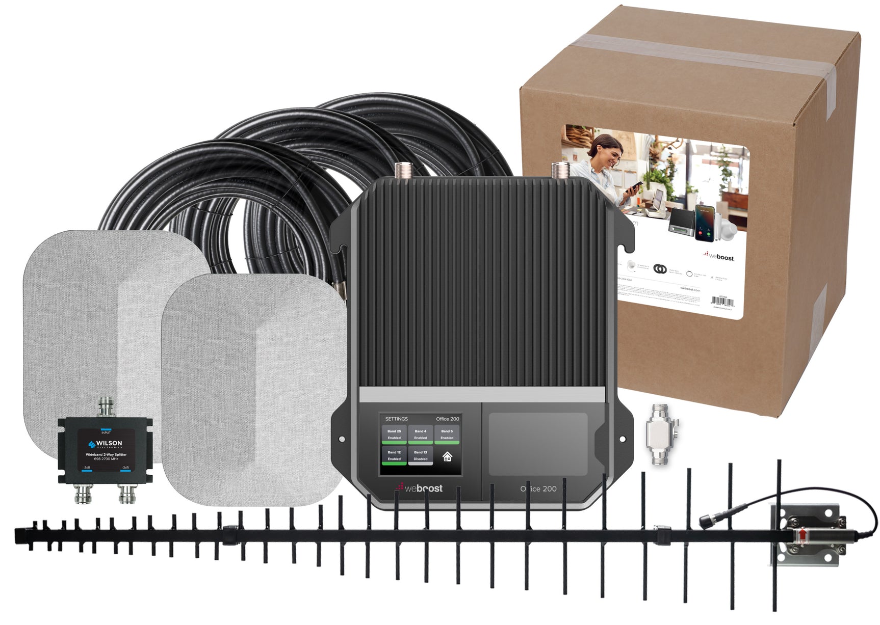 weBoost Office 200 Signal Booster (472047) - LPDA Outside Antenna with 2 Inside Panel Antennas