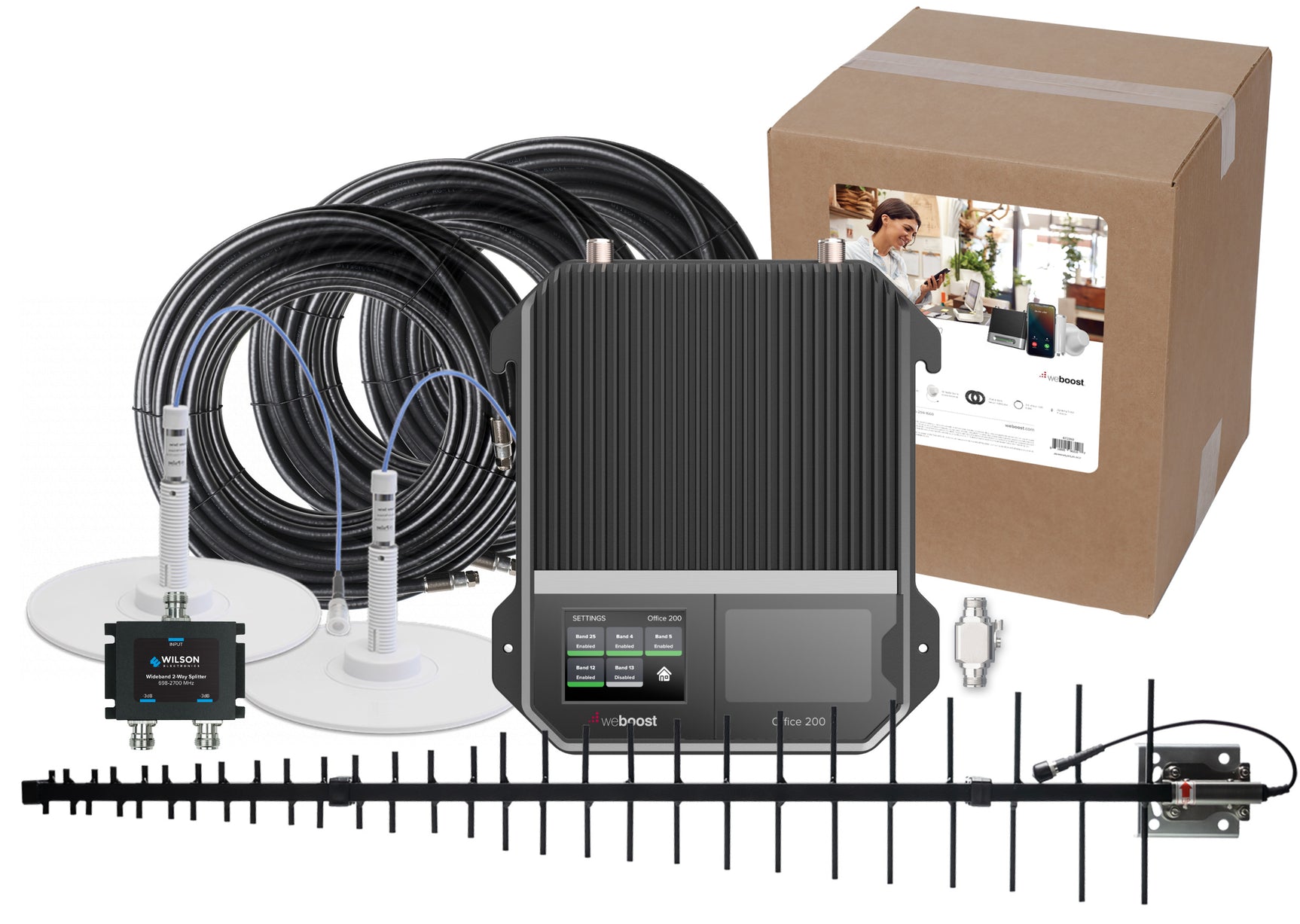 weBoost Office 200 Signal Booster (472047) - LPDA Outside Antenna with 2 Inside Low-Profile Dome Antennas