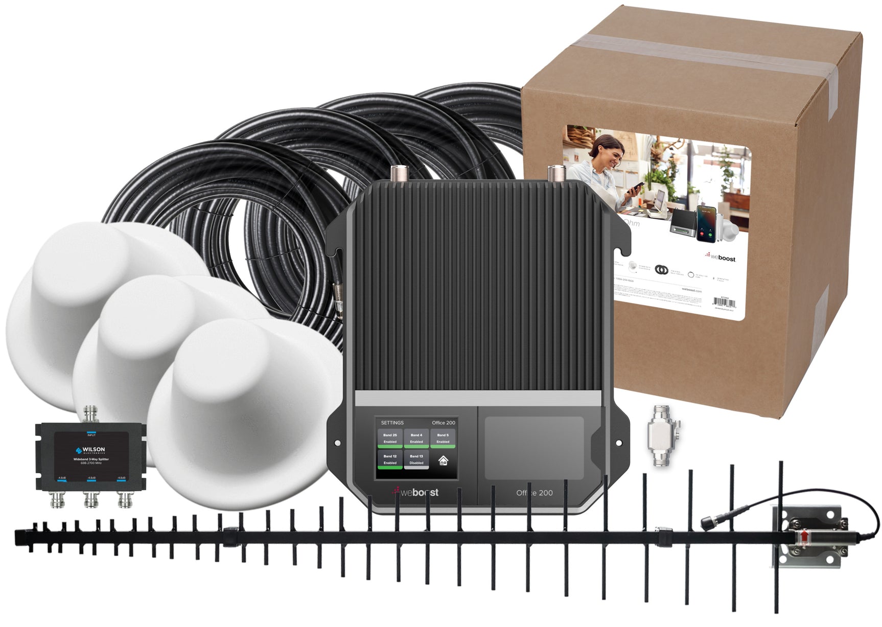 weBoost Office 200 Signal Booster (472047) - LPDA Outside Antenna with 3 Inside Dome Antennas