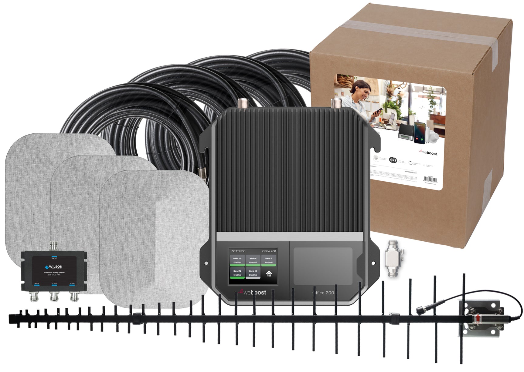 weBoost Office 200 Signal Booster (472047) - LPDA Outside Antenna with 3 Inside Panel Antennas