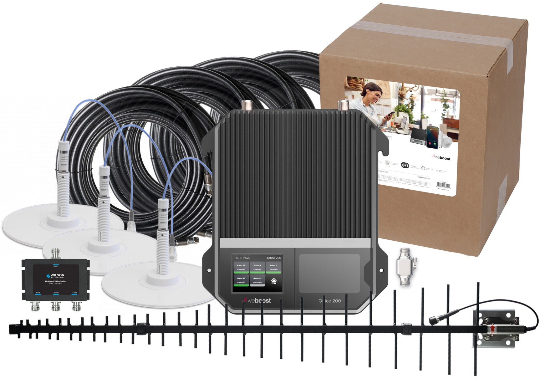 weBoost Office 200 Signal Booster (472047) - LPDA Outside Antenna with 3 Inside Low-Profile Dome Antennas