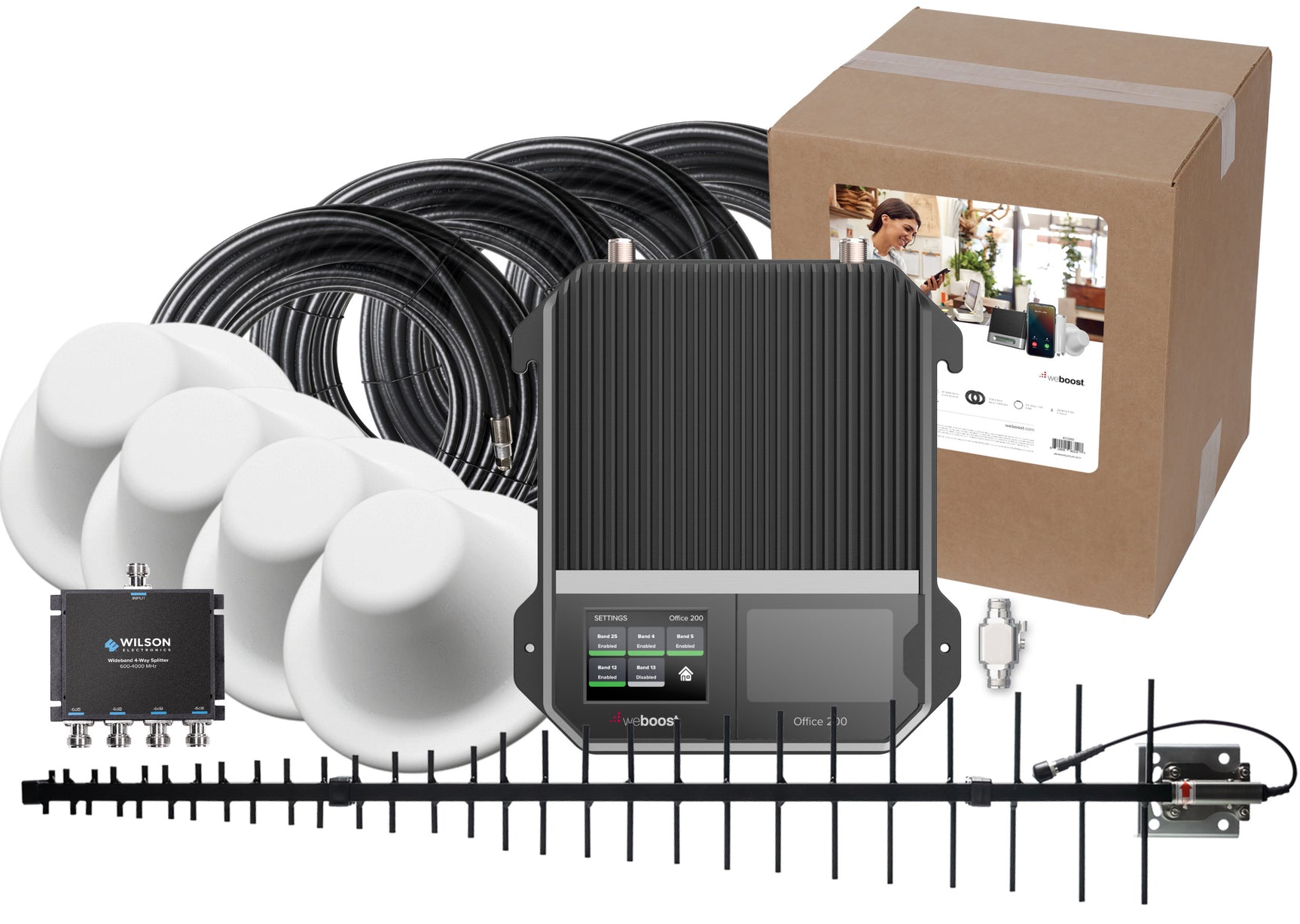 weBoost Office 200 Signal Booster (472047) - LPDA Outside Antenna with 4 Inside Dome Antennas