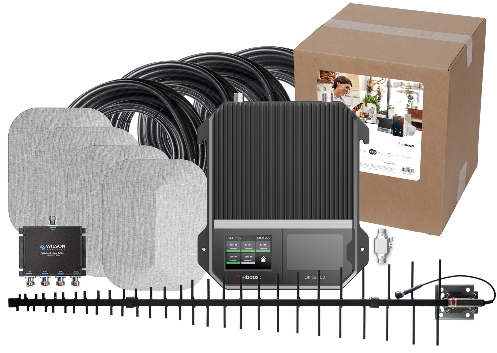 weBoost Office 200 Signal Booster (472047) - LPDA Outside Antenna with 4 Inside Panel Antennas