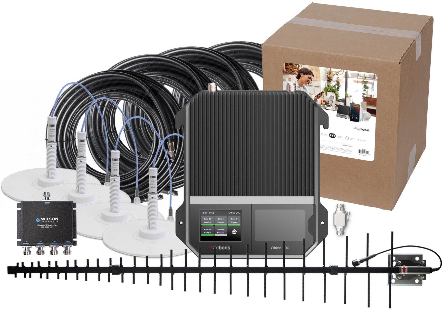 weBoost Office 200 Signal Booster (472047) - LPDA Outside Antenna with 4 Inside Low-Profile Dome Antennas