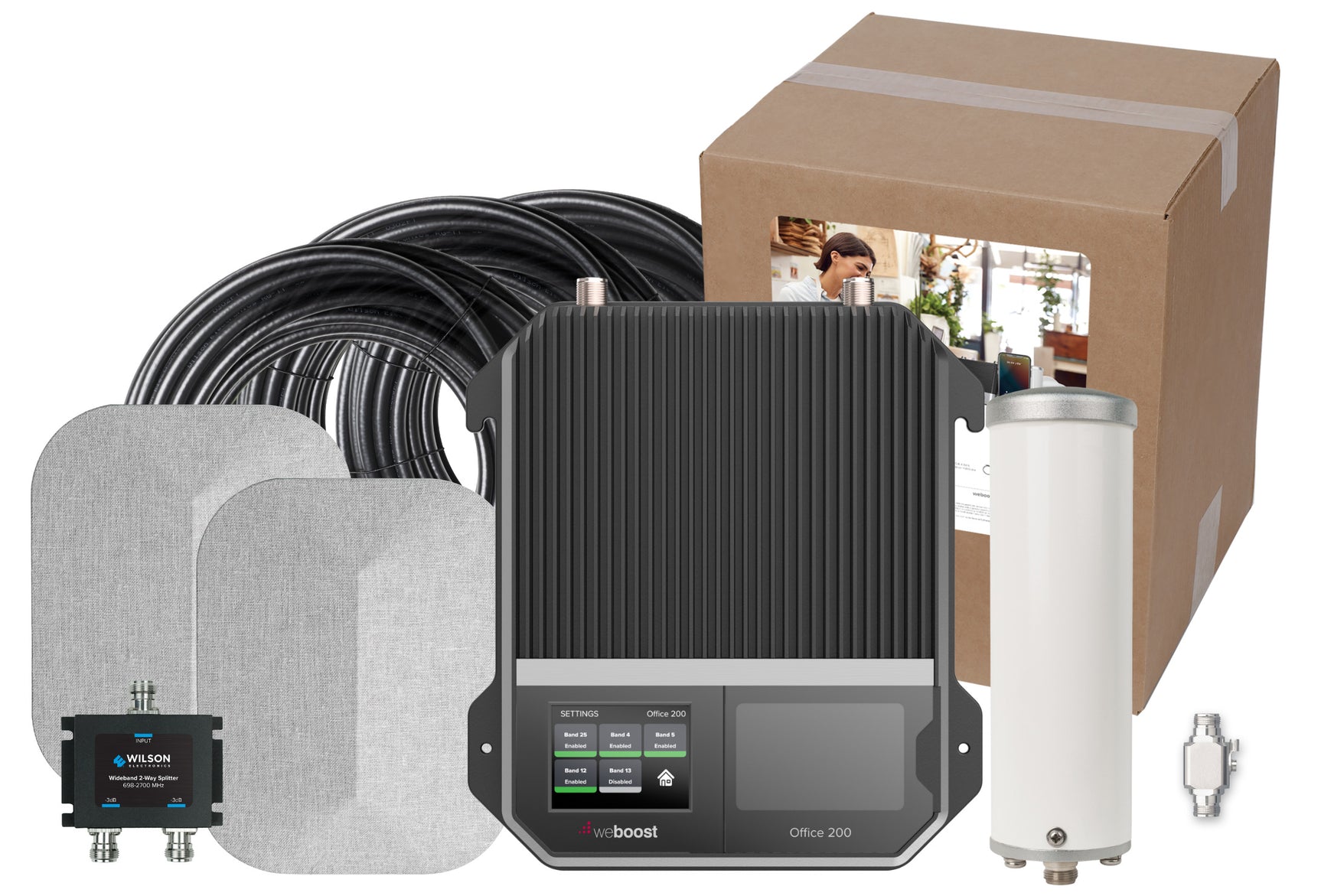 weBoost Office 200 Signal Booster (472047) - Omni Outside Antenna with 2 Inside Panel Antennas