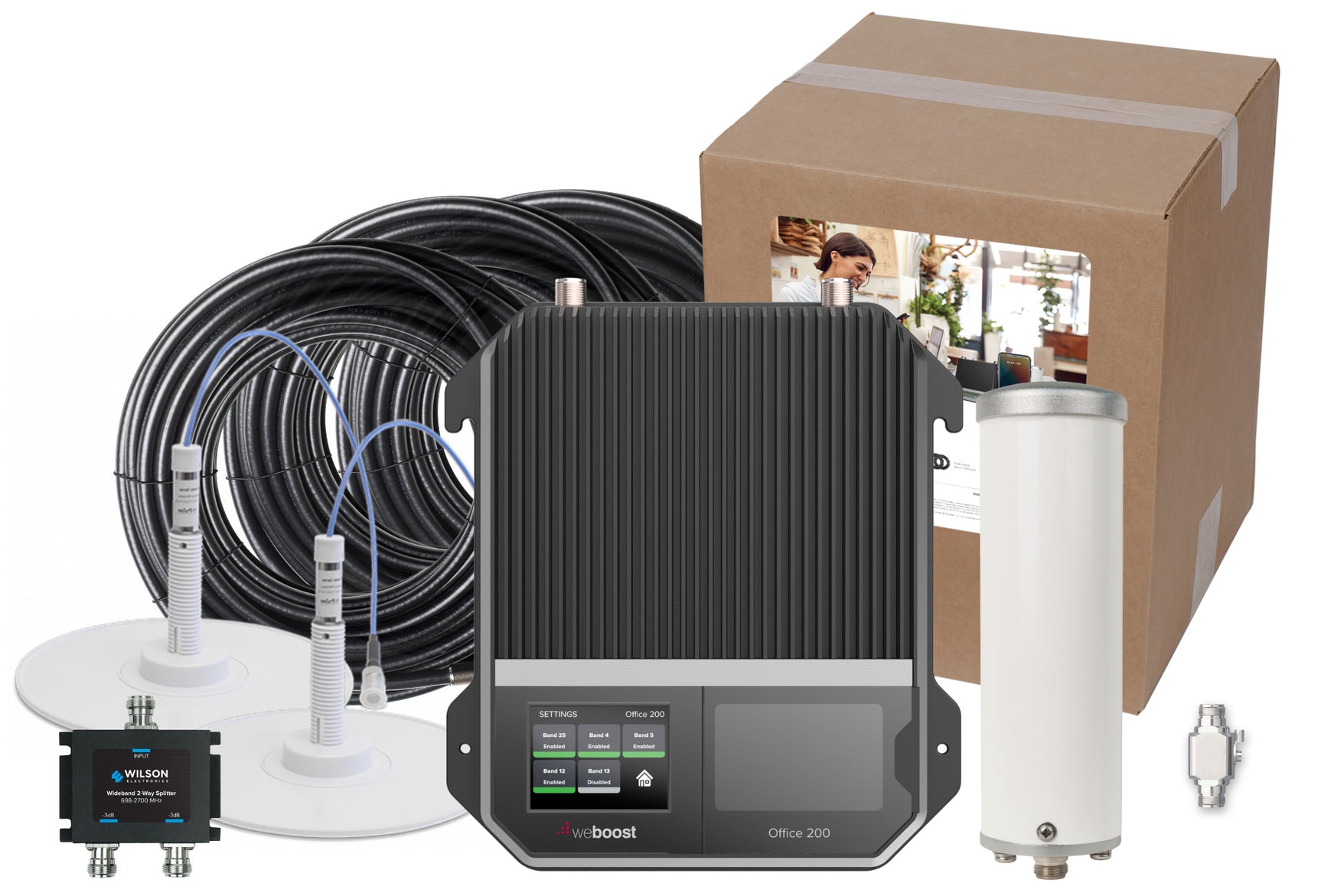 weBoost Office 200 Signal Booster (472047) - Omni Outside Antenna with 2 Inside Low-Profile Dome Antennas