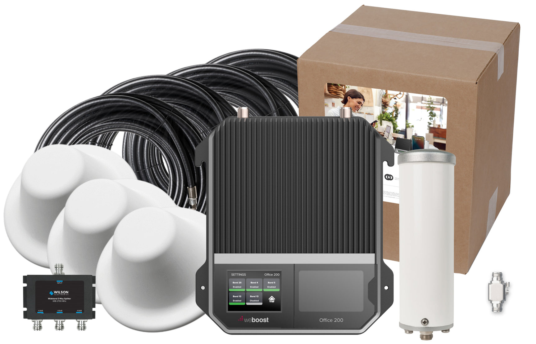 weBoost Office 200 Signal Booster (472047) - Omni Outside Antenna with 3 Inside Dome Antennas