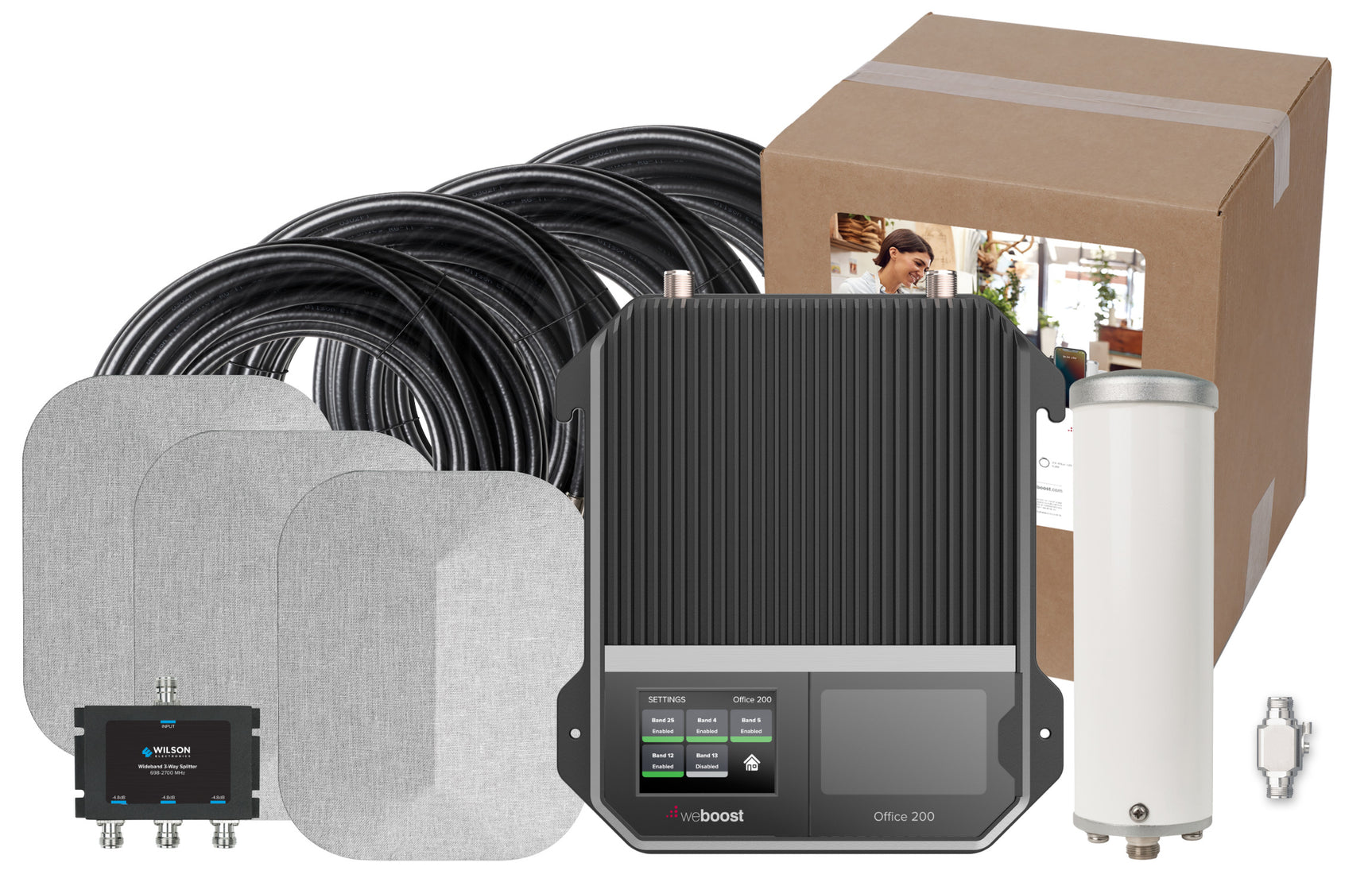 weBoost Office 200 Signal Booster (472047) - Omni Outside Antenna with 3 Inside Panel Antennas