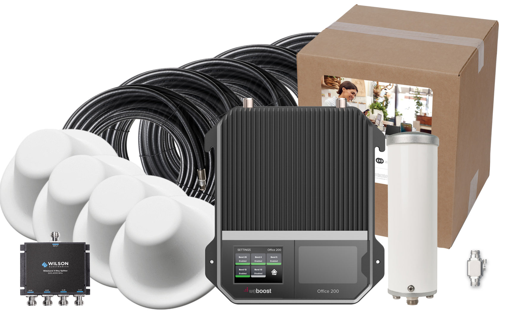 weBoost Office 200 Signal Booster (472047) - Omni Outside Antenna with 4 Inside Dome Antennas
