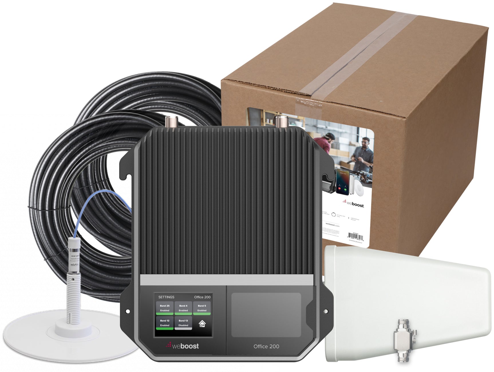 weBoost Office 200 Signal Booster (472047) - Yagi Outside Antenna with 1 Inside Low-Profile Dome Antenna
