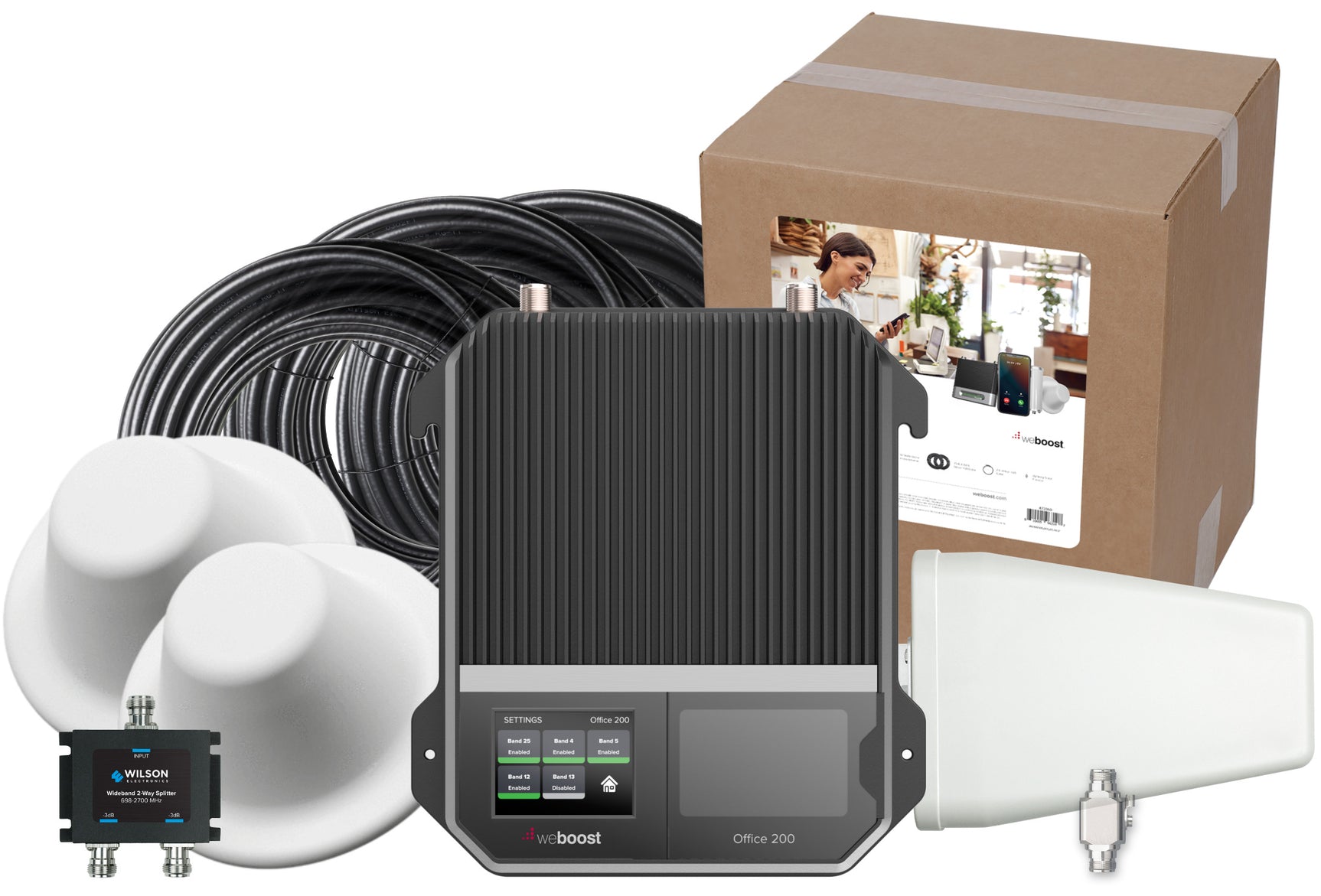 weBoost Office 200 Signal Booster (472047) - Yagi Outside Antenna with 2 Inside Dome Antennas
