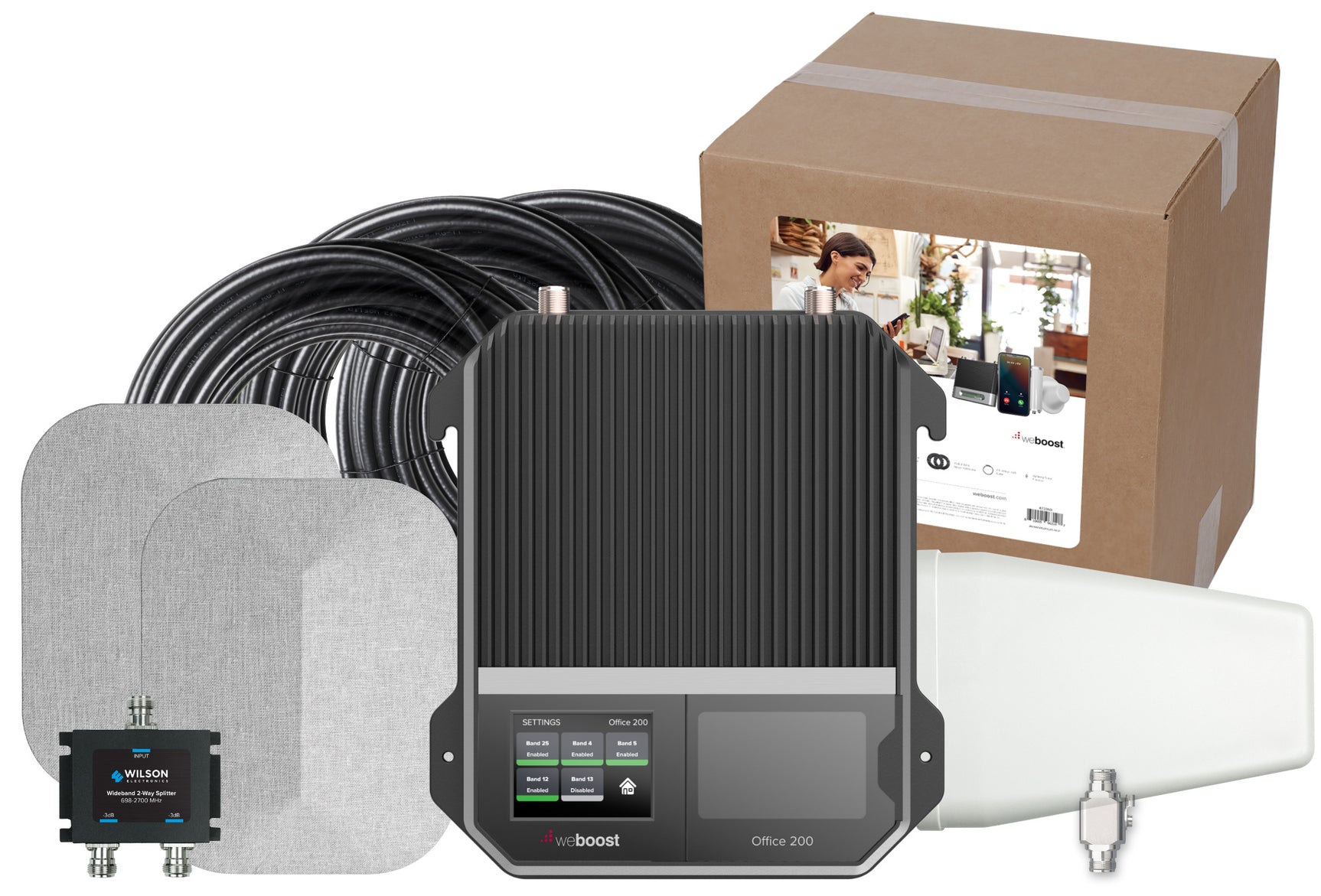 weBoost Office 200 Signal Booster (472047) - Yagi Outside Antenna with 2 Inside Panel Antennas