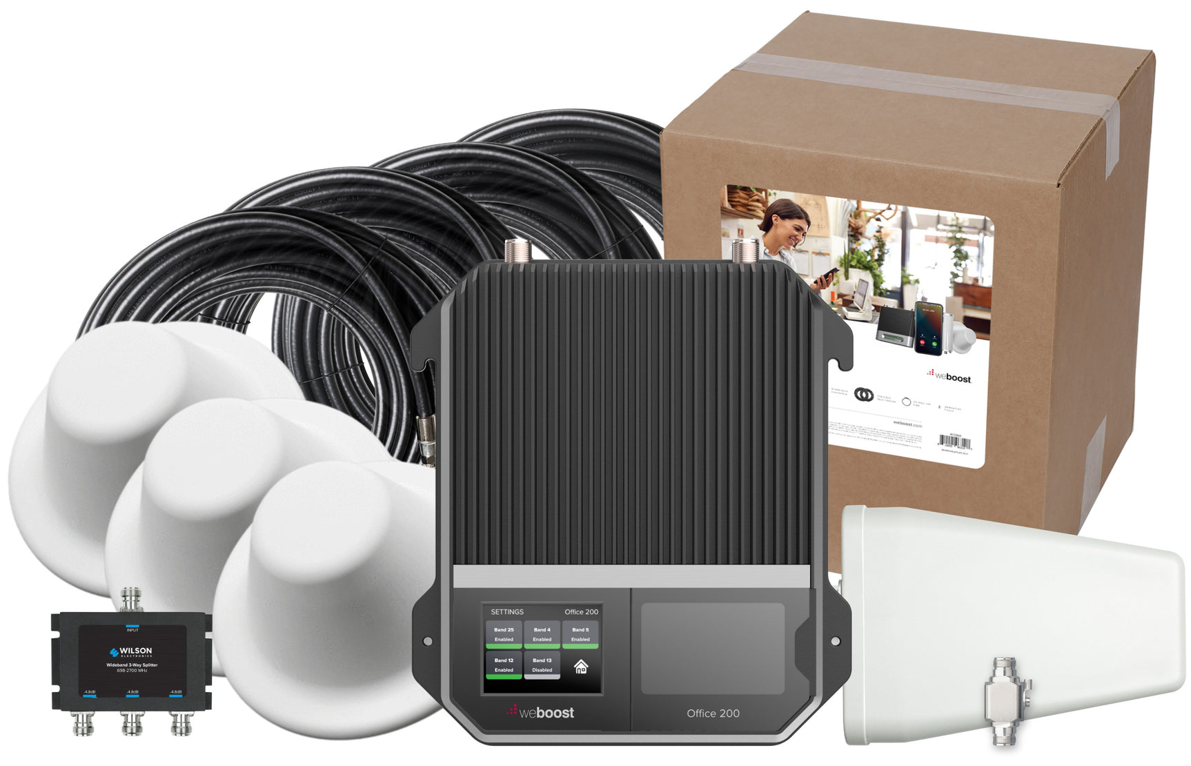 weBoost Office 200 Signal Booster (472047) - Yagi Outside Antenna with 3 Inside Dome Antennas