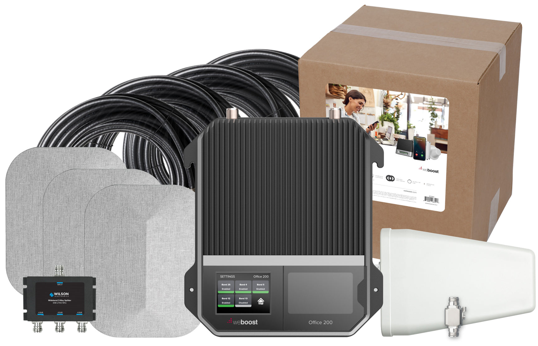 weBoost Office 200 Signal Booster (472047) - Yagi Outside Antenna with 3 Inside Panel Antennas