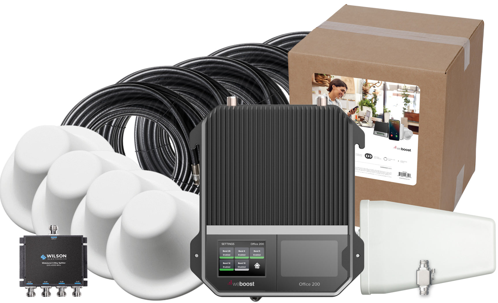 weBoost Office 200 Signal Booster (472047) - Yagi Outside Antenna with 4 Inside Dome Antennas