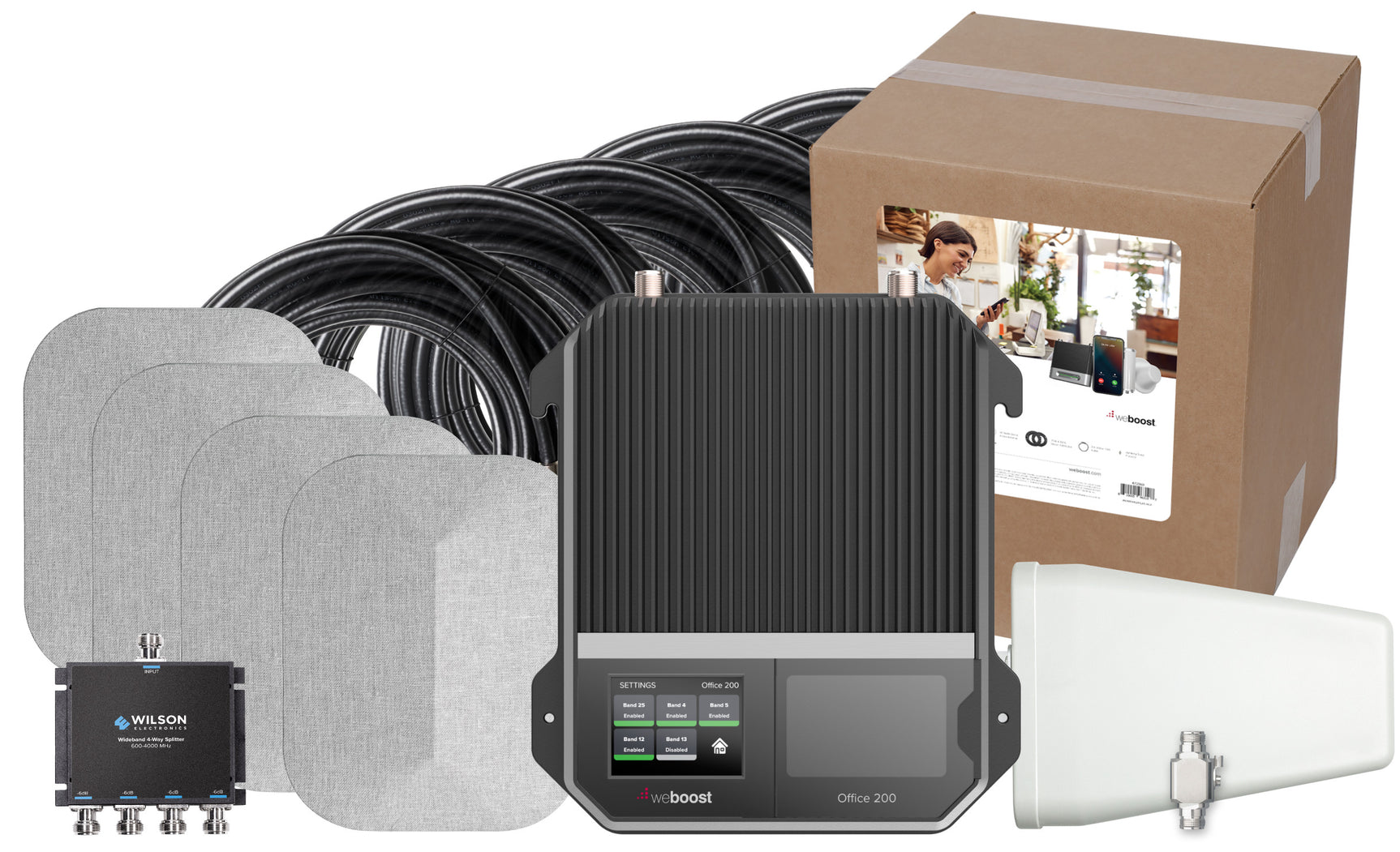 weBoost Office 200 Signal Booster (472047) - Yagi Outside Antenna with 4 Inside Panel Antennas