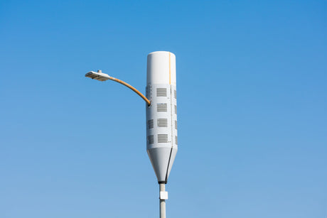 5G small cell antenna mounted on a street lamp post