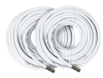 2 x 15' White Low Loss Cables with Barrel Connector
